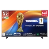 Toshiba 139 cm (55 Inches) 4K Ultra HD Smart QLED TV | Dolby Atmos, HDR10+ | 24W Powerful Speakers | Sports Mode | REGZA Engine ZR |4K Upscaling | Voice Control | Vidaa OS | 55M450RP (Black)