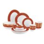 Cello Opalware Solitaire Series Ruby Dinner Set, 27 Units | Opal Glass Dinner Set for 6 | Crockery Set for Festive Ocassions, Parties | White Plate and Bowl Set