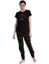Amazon Brand – Symbol Women’s Cotton T-Shirt and Jogger Night Suit | Two Piece Set| Regular Fit (Available in Plus Sizes) (SLO-02 Cont_Moon Black_XL)