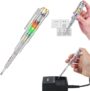 Electrical Tester Pen with Dual Color LED Indication, Transparent Compact Voltage Test Screwdriver with Pocket Clip for Socket, Wire, Switchboard and Basic Household Electrical Checks