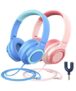 Iclever Kids Headphones With Microphone Wired Girls Headphones For Kids Teens With Sharing Splitter Foldable Stereo Children Headset For Girls 2 Pack Headphone…