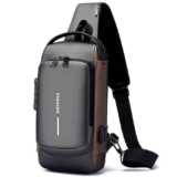 USB Sling Chest Bag – Waterproof Crossbody Shoulder Bag with USB Charging Port – Anti-Theft Travel Daypack for Men & Women – Casual Lightweight Sling Backpack