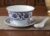 Soup Bowl with Saucer and Spoon, White & Blue Thai Floral Design