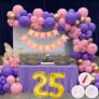 Mystic Toy Store 25th Birthday Decoration Items for Pink and Purple Theme Combination for Girls Princes | 50 Pcs Pink Purple Gold Balloon | Pink Birthday Banner | Balloon Pump | Arch Tape | Glue Dots
