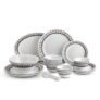 CELLO Lumina Imperial Plus Series Opalware Dinner Set of 33 Pieces For Family of 6 | Bone-Ash Free & Leadfree Opal Glass Microwave & Dishwasher Safe Crockery Plates & Bowls Set For Daily Use & Gifting