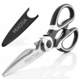 MIXOSAMulti Purpose Made In Japan Kitchen Scissors, food scissors,Premium Stainless Steel Solid Kitchen Shears for Meat, Seafood, Chicken, Vegetables, Herbs, BBQ, Bottle Opener (Black)
