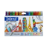 DOMS Non-Toxic Extra Long Wax Crayon Set in Cardboard Box (24 Assorted Shades x 3 Set)