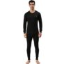 Amul Comfy Men’s Parka Round Neck and Trouser Thermal Set Black