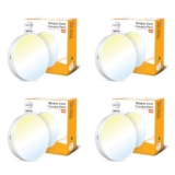 wipro Garnet Plastic 12W Rimless Round CCT Surface Panel|Colour Changing Panel|Warm White, Neutral White, Cool White|Elegant Rimless Design|Surface Mounted LED Downlighter for Ceiling|Pack of 4