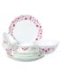 Cello Imperial Red Rose Fantasy Opalware Dinner Set, 19 Pieces, White