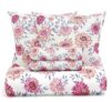HOMEKART 220 TC Glace Cotton 5 Pc Bedding Set- 1 Double Bedsheet, 2 Quilted Cushion Covers with Zip & 2 Pillow Covers- Soft, Durable & Luxury Feel, 90×100 in -Pink