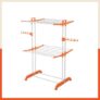Bathla 2 Level Modular Cloth Drying Stand with Wheels – Rustproof Portable Steel Laundry Rack (Orange – Medium) – Clothes Dryer for Balcony, Indoor & Outdoor Use