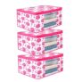 Livello Premium Non-Woven Saree Cover for Wardrobe Storage with Transparent Window & Sturdy Zip Closure | Multipurpose Clothes Organizer for Storing Sarees & More (Pink Flower, Pack of 3)