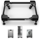 BUILDSKILL 160kg Load Capacity Washing Machine Stand | 360° Rotating Wheels | Adjustable | Absorbs Vibration | Anti-skid Fridge and Dishwasher Stand, Top & Front Load Washing Machine Trolley – Black