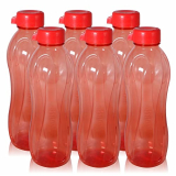 Wonder Plastic Aqua Prime Premium Fridge Bottle Set,6 Bottles, 1000 Ml, Red Color