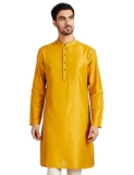 Amazon Brand – Symbol Men’s Festive Solid Long Kurta (Regular Fit) (SY-A22-MNA-ETK-01_M.Mustard_S)