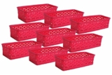 Wonder Plastic Alexa 9 Multipurpose Tokri for Drawer Dividers/Storage Tokri, Set of 9 Pcs, Red Color