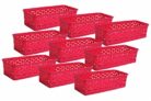 Wonder Plastic Alexa 9 Multipurpose Tokri for Drawer Dividers/Storage Tokri, Set of 9 Pcs, Red Color