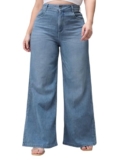 Miss Chase A+ Women’s Wide-Leg High Rise Regular Length Stretchable Shaping Denim Jeans (APAW24DEN86-96-337-34, Pacific Blue, 34)