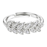 KYAT 925 Sterling Silver Leaf Ring for Women | CZ Diamond Studded Feather Band Ring | Lightweight Floral Finger Ring | Party Wedding Anniversary Everyday Wear | Gift for Girls & Women |