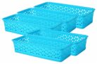 Wonder Homeware Alexa 9 Multipurpose Tokri for Drawer Dividers/Storage Tokri, Set of 5 Pcs, Cyan Color