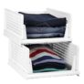MollisHomes Set of 2 Shirt Stacker For Wardrobe Shirt Stacker Organizer With Lid | Polypropylene Foldable Organizers For Men | Wardrobe Organizer For Storage 43x33x18.5 cm