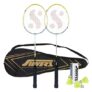 Silver’s Aluminium Champ Badminton Kit (2 Racquets with Full Cover, 1 Box Plastic Shuttlecock Pack of 3)(Yellow/White)