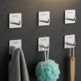 Plantex Wall Hanging Hook/Bath Towel Hook/Self Adhesive Square Robe Hooks for Kitchen/Bathroom/Stylish Home Decor Items – Pack of 6 (Chrome)