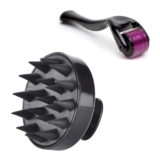 Roller For Hair & Beard Regrowth with 540 Titanium Alloy Needles and , Promotes Beard Growth, Hair Regrowth & Reduces Acne Scars, Safe & Effective To Use with Round Hair Scalp Manual Massager Multi-Colour (Black)