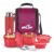 MILTON Pro Lunch Box with Steel Cutlery, 3 Microwave Safe Inner Steel Containers (180 ml, 320 ml, 450 ml), Plastic Chutney Dabba,100 ml, Bottle, 750 ml with Insulated Bag, Office Tiffin, Maroon