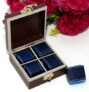 Riwaz White Chocolate Premium Wooden Gift Box | 4 Cavity Elegant Chocolate Hamper | Luxury Blue Wrapped Chocolates for Festive, Corporate & Wedding Gifting