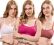 London Hills Women’s Cotton Sports Bra Wireless & Non-Padded | Seamless Full Coverage Bra with Adjustable Strap Comfortable Slip-On Fit Ideal for Gym, Yoga, Workout White_Rani_Onion