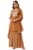 Janasya Women’s Brown Georgette Embroidered Straight Kurta With Sharara & Dupatta Set