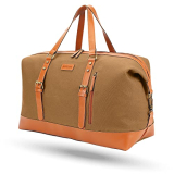Aircase Canvas Designer Sling Duffle Bag With Pu Leather, Detachable Shoulder Strap, Easy To Clean & Durable Cabin Luggage Hand Bag For Travel/Gym/Business, For Men & Women, Mustard- 6 Month Warranty