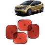 KINGSWAY Car Window Curtain Sticky Sun Shades Compatible with Tata Altroz, (Year 2020 Onwards), Universal Fit Sunshades for Side Window, Rear Window, Red Color, 4 Pieces