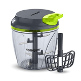 Home Puff 900Ml Fruit & Vegetable Chopper For Kitchen, 6 Stainless Steel Blades, Unbreakable Food-Grade Plastic, Anti-Slip Base, Free Curd/Cream Whipper, Egg Beater, Made In India, With Warranty