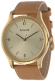 Fastrack Leather Sonata Quartz Analog Champagne Dial Watch for Men-77082Yl07, Band Color:Brown
