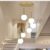 Lyse Decor Spiral Shape Long Chandelier for Staircase, Double Height Jhoomar Hanging Light for Banquet Hall Ceiling, Lamps for Living Room, Restaurants (6 Lights Round Cluster, 7.5 Feet Height)