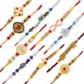 Okos Mens Gold And Rhodium Plated Alloy Combo Pack Of 10 Multicolour Rakshabandhan Rakhi Bracelet Set-Rakhi For Brother, Bhaiya, Bhai Co1000414